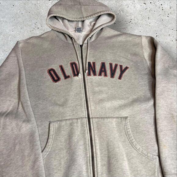 Old Navy Other - Y2k Old Navy Logo Full Zip Hoodie Gray‎ Hooded Sweatshirt Spell Out Size XL
